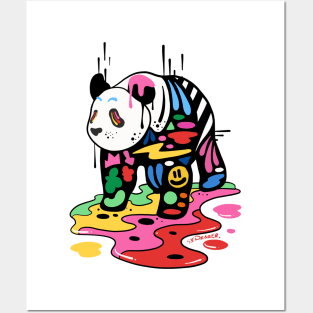 Trippy Colorful Panda Doodle Design Posters and Art